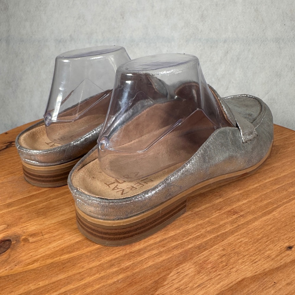 Naturalizer Mule Loafers Womens 11M Silver Metallic Good Penny Flats - Picture 6 of 15